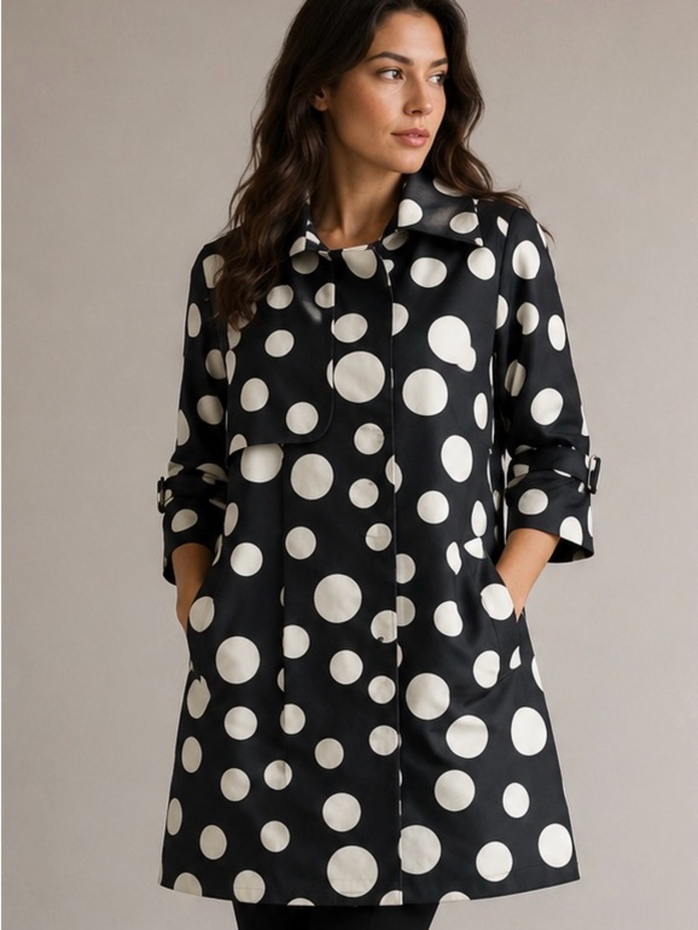 Black and White Polka Dot Coat